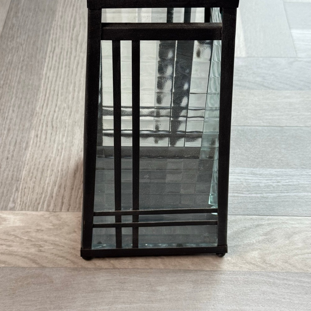 PartyLite Black Metal Mission Style Glass Candle Lantern Farmhouse Ambient Light - Picture 5 of 8